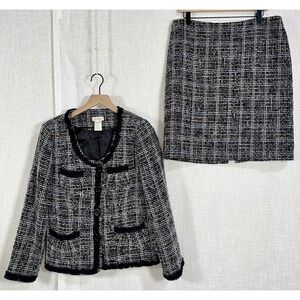 Monroe & Main 2 pc Skirt Blazer Suit‎ Women's Sz 12 Tweed Career Dark Academia